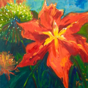 Margie Moss Impressionist Paintings Daylily & Allium