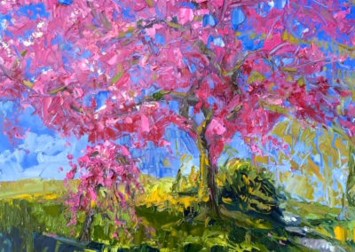 Margie Moss Impressionist Paintings Pink Tree