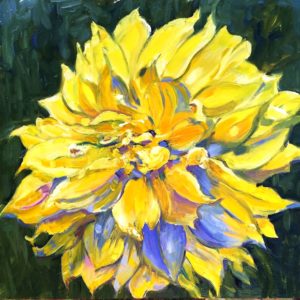 Margie Moss Impressionist Paintings Yellow Dahlia